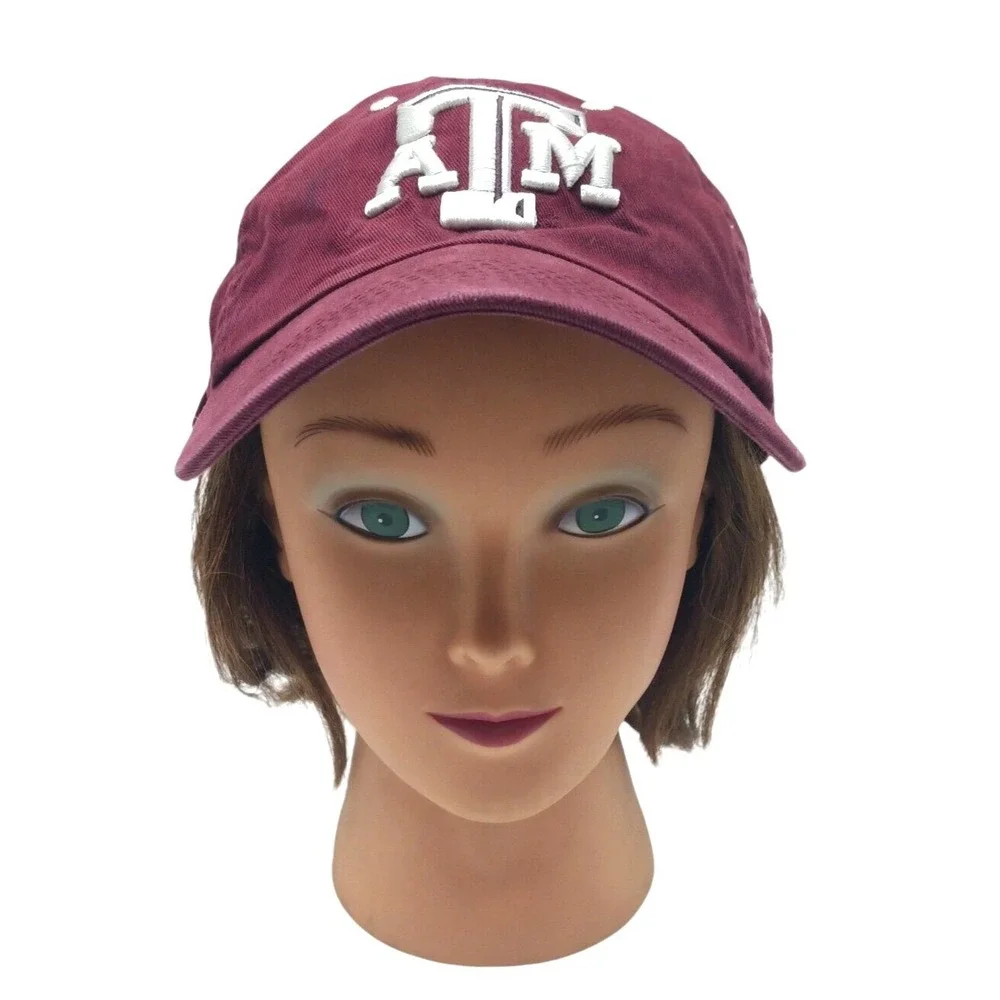 Texas A&M Hat Cap Adjustable Strap Aggies unstructured Hat Cap Maroon White Logo